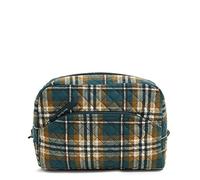 Vera Bradley Grande Trousse de Maquillage en Coton Signature pour Femme, Taille Unique, Plaid verger, Taille Unique, Grand Sac de Rangement de Maquillage en Coton