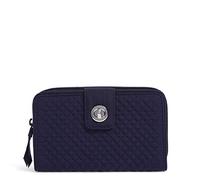 Vera Bradley Polyester RFID Turnlock Wallet, Portefeuille Femme, Bleu Marine véritable, Taille Unique