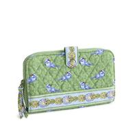 Vera Bradley Premium Cotton Large Tab Wallet, Porte-Monnaie Femmes, Green Birds, Taille Unique