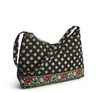 Vera Bradley Sac à bandoulière en coton de qualité supérieure, Noir éclatant, Taille unique