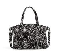 Vera Bradley Sac à bandoulière en Coton plissé, Plusieurs Sangles, Main Femme, Médaillon Bandana Noir, Taille Unique