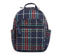 Vera Bradley Small Backpack Bookbag, Tartan Plaid-Coton recyclé, Taille Unique Femme