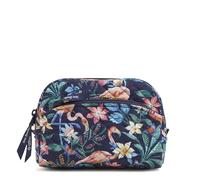 Vera Bradley Trousse de Maquillage en Coton pour Femme - Taille M, Jardin Flamingo, Taille Unique, Sac de Rangement de Maquillage en Coton de Taille Moyenne
