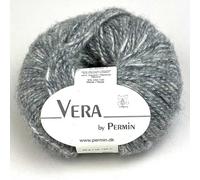 Vera by Permin - Fil pour toute l'année en chaînette, bébé alpaga et coton (125 m/50 g) (08 gris moucheté)