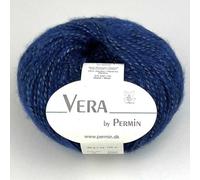 Vera by Permin - Fil pour toute l'année en chaînette, bébé alpaga et coton (125 m/50 g) (11 bleu roi)