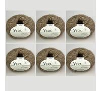 Vera by Permin Lot de 6 pelotes de fil pour toute l'année en chaînette, bébé alpaga et coton (125 m/50 g) (21 caramel)