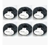 Vera by Permin Lot de 6 pelotes de fil pour toute l'année en chaînette, bébé alpaga et coton (125 m/50 g) (09 gris charbon)