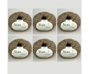 Vera by Permin Lot de 6 pelotes de fil pour toute l'année en chaînette, bébé alpaga et coton (125 m/50 g) (21 caramel)