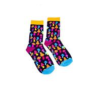 Vera Tucci Chaussettes de Luxe à Motifs Multicolores pour Femme - Moelleuses, Champignons, Taille Unique