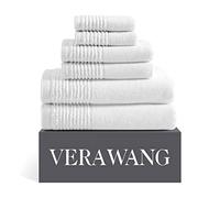 Vera Wang - Bath Towels, Super Soft 100% Cotton Towel Set, Highly Absorbent with a Medium-Weight Plush Feel, Low Linting & Fade Resistant Bathroom Towels (Sculpted Pleat White, 6 Piece)