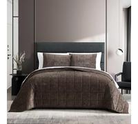 Vera Wang Parure de lit légère avec Couvre-Oreiller(s) Assorti(s), décoration d'intérieur Super Douce et Confortable, certifiée Oeko-Tex, boîte en Chenille Unie, Marron Chocolat uni, Grand lit