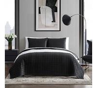 Vera Wang - Parure de lit pour Grand lit, Parure de lit Design Comprenant des taies d'oreiller, décoration d'intérieur en Velours Toutes Saisons (Noir Diamant, Grand lit)