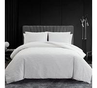 Vera Wang - Parure de lit Queen Size avec Fermeture à Boutons, Comprend des taies d'oreiller Assorties (Blanc froissé Abstrait, Grand lit)