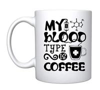 Veracco Tasse à café en céramique avec inscription « My Blood Type is Coffee » - Cadeau d'anniversaire amusant pour les amateurs de café, les collègues, les meilleurs amis, maman, papa, sœur (tasse en