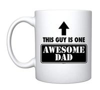 Veracco Tasse à café en céramique blanche avec inscription « This GuyIs One Awesome Dad » - Cadeau de fête des pères ou d'anniversaire pour un nouveau papa (blanc, céramique)