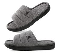 VeraCosy Chaussons à orteils ouverts pour hommes Mousse mémoire Chaussons intérieurs et extérieurs Gris,42-43 EU