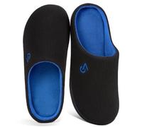 VeraCosy Chaussons bicolores en mousse à mémoire de forme pour homme Noir Saphir Bleu, 46-47 EU