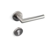 VERAMET® Poignée de porte en acier inoxydable | Ensemble de poignées de porte avec écusson rond | Inclut Entrée de Clé pour Cylindres | Jeu de Poignées pour votre maison ou bureau