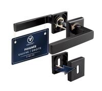 VERAMET Poignées de Porte Intérieure avec Rosaces Séparées Serrure nsemble Poignée de Porte Intérieure en Aluminium Béquille Rosace Carré Portes 40-62 mm Design Noir - CUBE