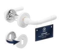 VERAMET Poignées de Porte Intérieure avec Rosaces Séparées Serrure nsemble Poignée de Porte Intérieure en Aluminium Béquille Rosace Ronde Portes 40-62 mm Design Blanc - RIGEL