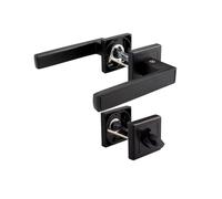 VERAMET Poignées de Porte Intérieure avec Rosaces WC en Acier Inoxydable | Ensemble Poignée de Porte Intérieure Béquille Rosace Carré Portes 40-62 mm Design Noir - Cobra
