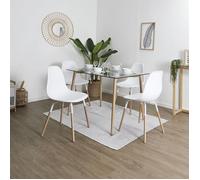 Ensemble Table en Verre + 4 Chaises PP Blanc - VERANA - ALTOBUY Blanc G