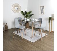 Ensemble Table en Verre + 4 Chaises PP Gris - VERANA - ALTOBUY Gris G