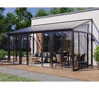 Véranda en aluminium et polycarbonate avec protection UV - 16 m² - anthracite - MATHILDA