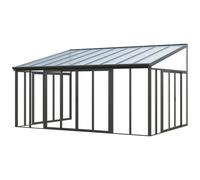 Véranda en aluminium et polycarbonate avec protection UV - 20,9 m² - anthracite - MATHILDA