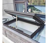 Véranda Toit Puits De Lumière Fenêtre De Toit Personnalisable avec Vérin à Gaz Verre Trempé à Double Vitrage Ouverture électrique avec Téléco, Grey, LxW 75x70cm/29.5x27.6in