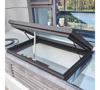 Véranda Toit Puits De Lumière Fenêtre De Toit Personnalisable avec Vérin à Gaz Verre Trempé à Double Vitrage Ouverture électrique avec Téléco, Grey, LxW 90x60cm/35.4x23.6in