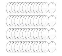 VERAWE 50 pièces en acrylique blanc de 3 pouces trou ornement cercle transparent espaces blancs d'ornement de Noël en acrylique rond transparent