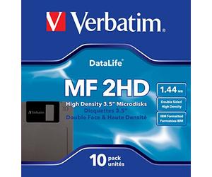 Verbatim 10 Disquettes 3,5" Haute densité Datalife MF 2HD 87410
