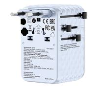 Verbatim Adaptateur de voyage GaN III 100W Bleu – 2×USB‑C, 2×USB‑A, câble USB‑C rétract. QC4+/QC3