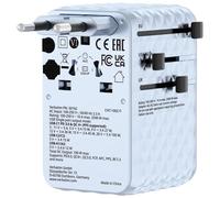 Verbatim Adaptateur de voyage GaN III 100W Bleu – 2×USB‑C, 2×USB‑A, câble USB‑C rétract. QC4+/QC3