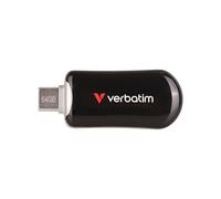 Verbatim 30224 : Clé USB 64Go Type-C 3.2 Gen 1, Lecture 100Mo/s, Ecriture 25Mo/s, Compatible Windows/macOS, Corps Zinc/Plastique Noir.
