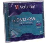 Verbatim® Lot de 5 DVD-RW réutilisables 4,7 Go 120 min 4 x (5 pièces)