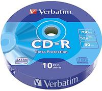 VERBATIM 43725 - CD-R, protection supplémentaire, 700 Mo, 52x, lot de 10 rouleaux