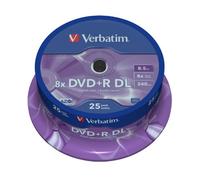 Verbatim DVD+R double couche 8x argent mat 8,5 Go lot de 25