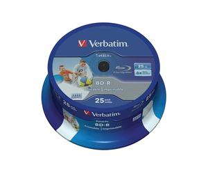 Verbatim 43811 25GB 6x BD-R SL Datalife jet d'encre imprimable - 25 Pack Spindle
