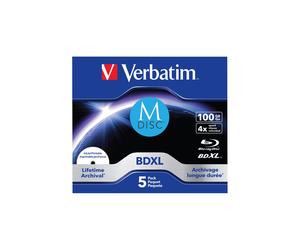 Verbatim 43834 - Disque Blu-Ray BDXL 100 Go Imprimable - Pack de 5 unités - Conditionnement Boîtier Jewel Case