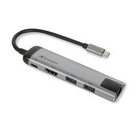 Verbatim 49141 station d'accueil USB 3.2 Gen 1 (3.1 Gen 1) Type-C Noir, Argent