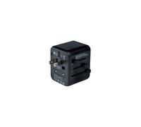 Verbatim 49543 Adaptateur Secteur Universel Noir, Fiches Type A/B/C/E/F/G/I/J/L/N, 100-250V, 2 Ports USB 2.4A, Puissance 2500W, 65x50x64mm