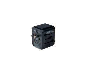 Verbatim 49543 Adaptateur Secteur Universel Noir, Fiches Type A/B/C/E/F/G/I/J/L/N, 100-250V, 2 Ports USB 2.4A, Puissance 2500W, 65x50x64mm