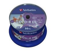 Verbatim - 50 x DVD+R DL - 8.5 Go 8x - surface imprimable par jet d'encre - spindle