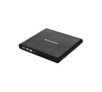 Verbatim 53504 Graveur DVD±RW Externe Slimline Noir, USB 2.0, Vitesse d'écriture CD 24x / DVD+R 8x, Compatible Windows/macOS, Logiciel Nero Burn & Archive