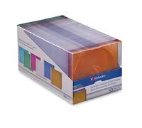 Verbatim 71128 Lot de 50 boîtiers de rangement fins pour CD, DVD, Blu-Ray 0,5 cm Couleurs assorties (40 transparents) - 10 couleurs