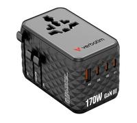 Verbatim Adaptateur secteur Charge 'n' Travel GaN III 170W 3xUSB-C 1xUSB-A Prises universelles Noir