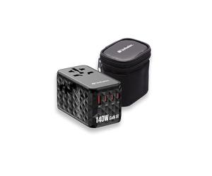 Verbatim Adaptateur de Voyage Universel GAN III 140W, modèle UTA-10, Chargeur Mural avec 1 Port USB-A et 3 Ports USB-C, 100-250V, Chargeur Rapide de 140W, Technologie GAN