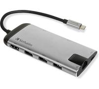VERBATIM Adaptateur multiport USB-C- Concentrateur USB-C avec USB 3.0, HDMI-4K, SD/microSD, Gigabit Ethernet et Connexion de Charge Rapide USB-C - Adaptateur USB-C pour Ordinateur Portable et Macbook
